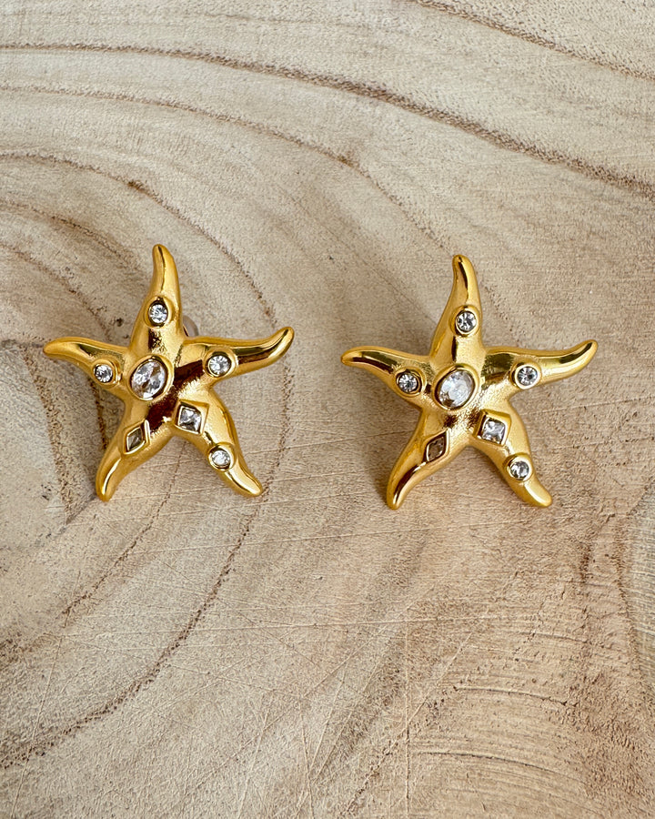 The Starfish Bling Gold Plated Waterproof Earrings