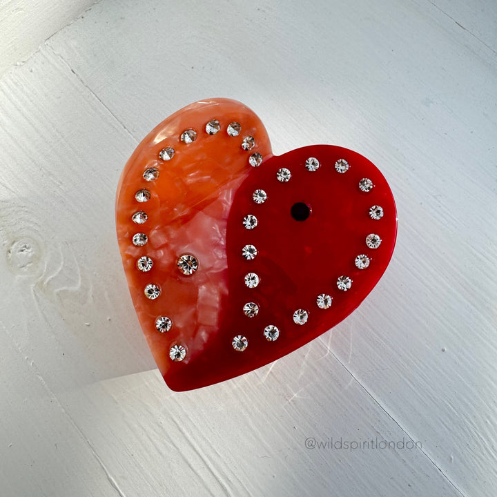 Diamanté Heart Shaped Hair Claw (7 Pk)