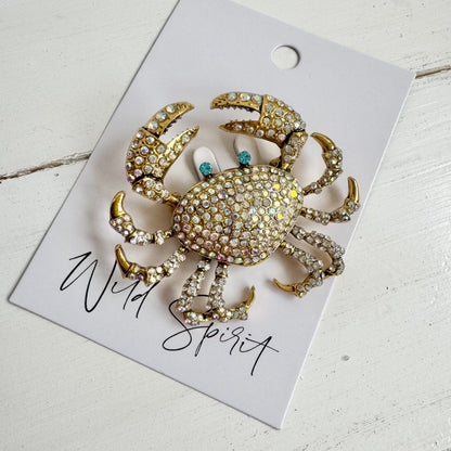 Big Sparkle Crab Brooch