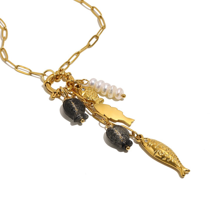Kai Fish Charm Gold Plated Waterproof Necklace