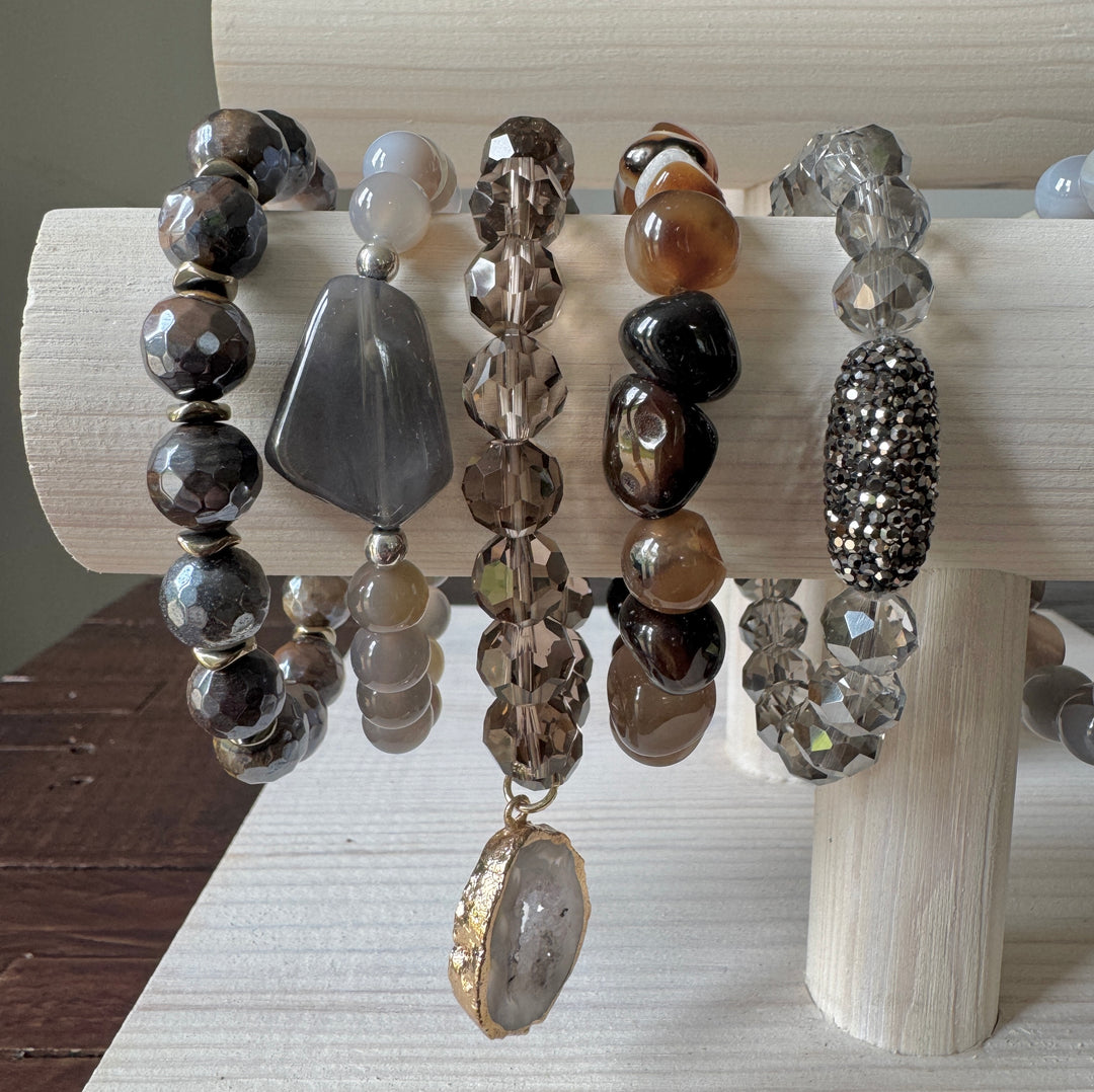 Smokey Grey Set of 10 Bracelets