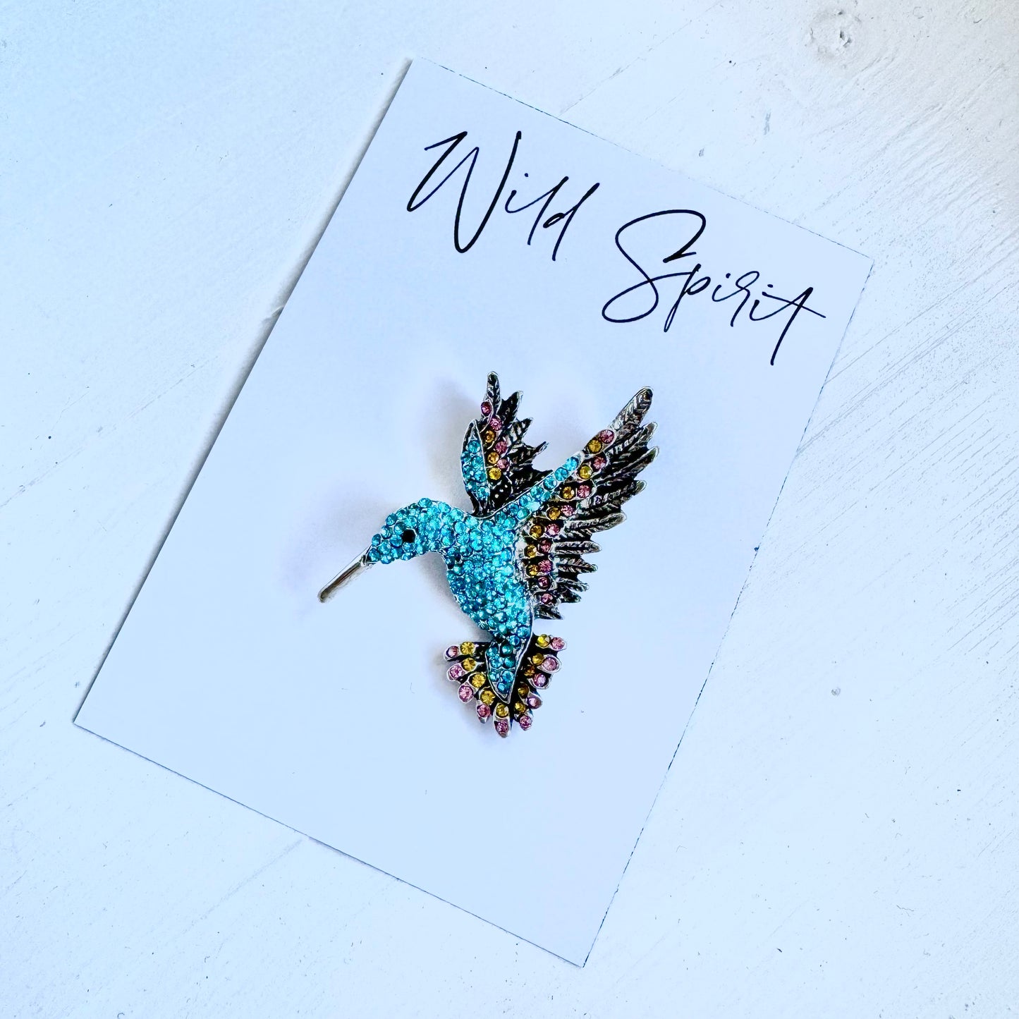 Blue Mix Hummingbird Brooch