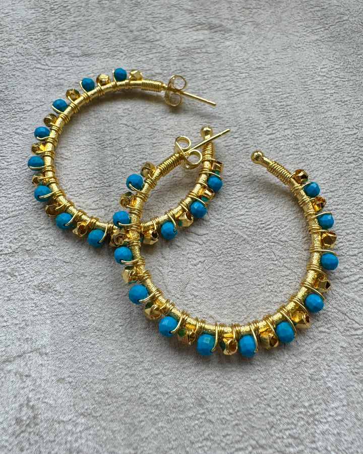 The Turquoise Gold Plated Cosmic Hoop Earrings