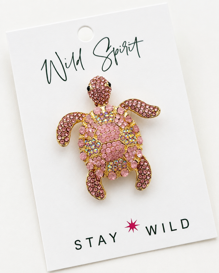 Pink Turtle Brooch