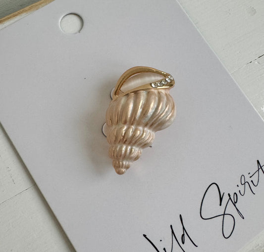 Mini Blush Conch Shell Brooch