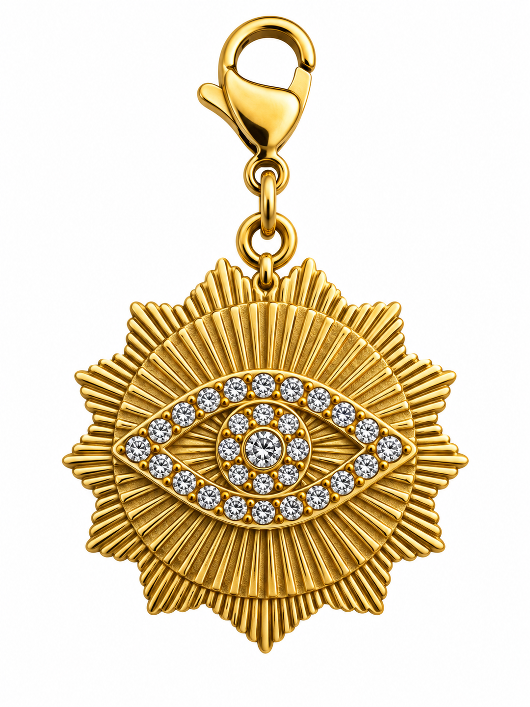 a gold pendant with diamonds on it