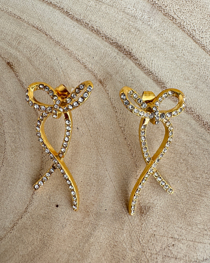 The Bling Bow Gold Plated Waterproof Earrings