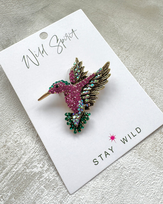 Pink Hummingbird Brooch