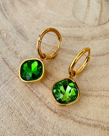 The Green Square Bling Glowproof Earrings