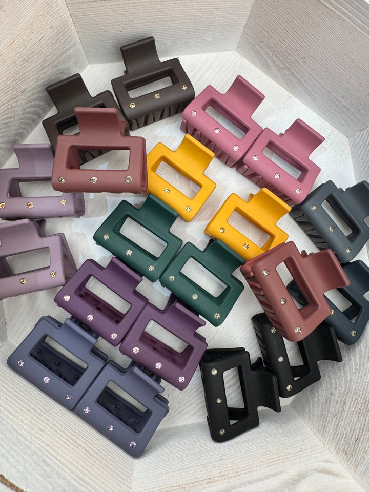 Mini Rectangle Claw Clips – Crystal Edition (Pack of 20)