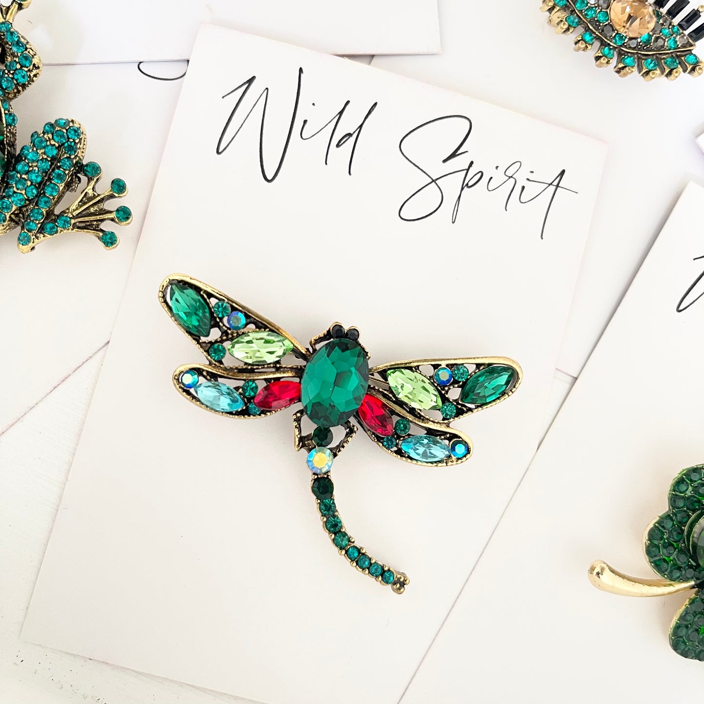 Mini Green Dragonfly Brooch