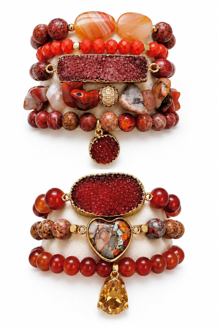 Red Jasper Stack of 8 Bracelets
