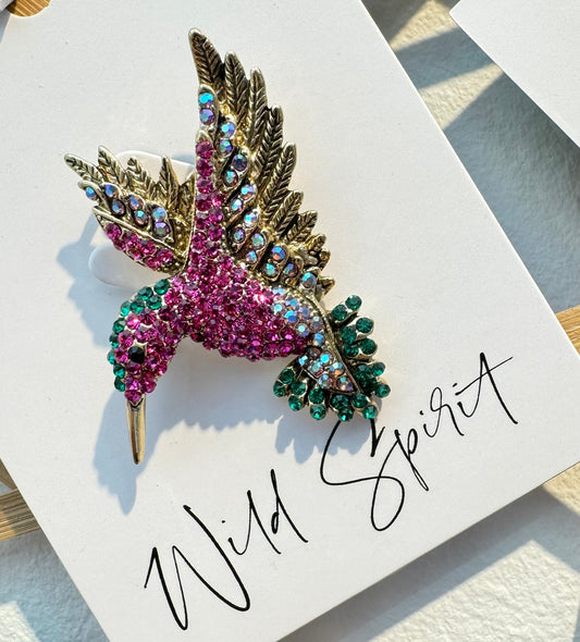 Pink Hummingbird Brooch