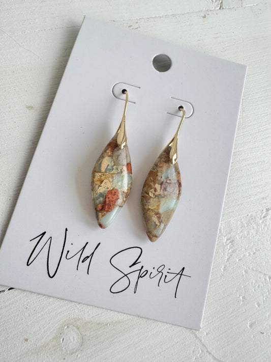 Green & Brown Mix Jasper Earrings