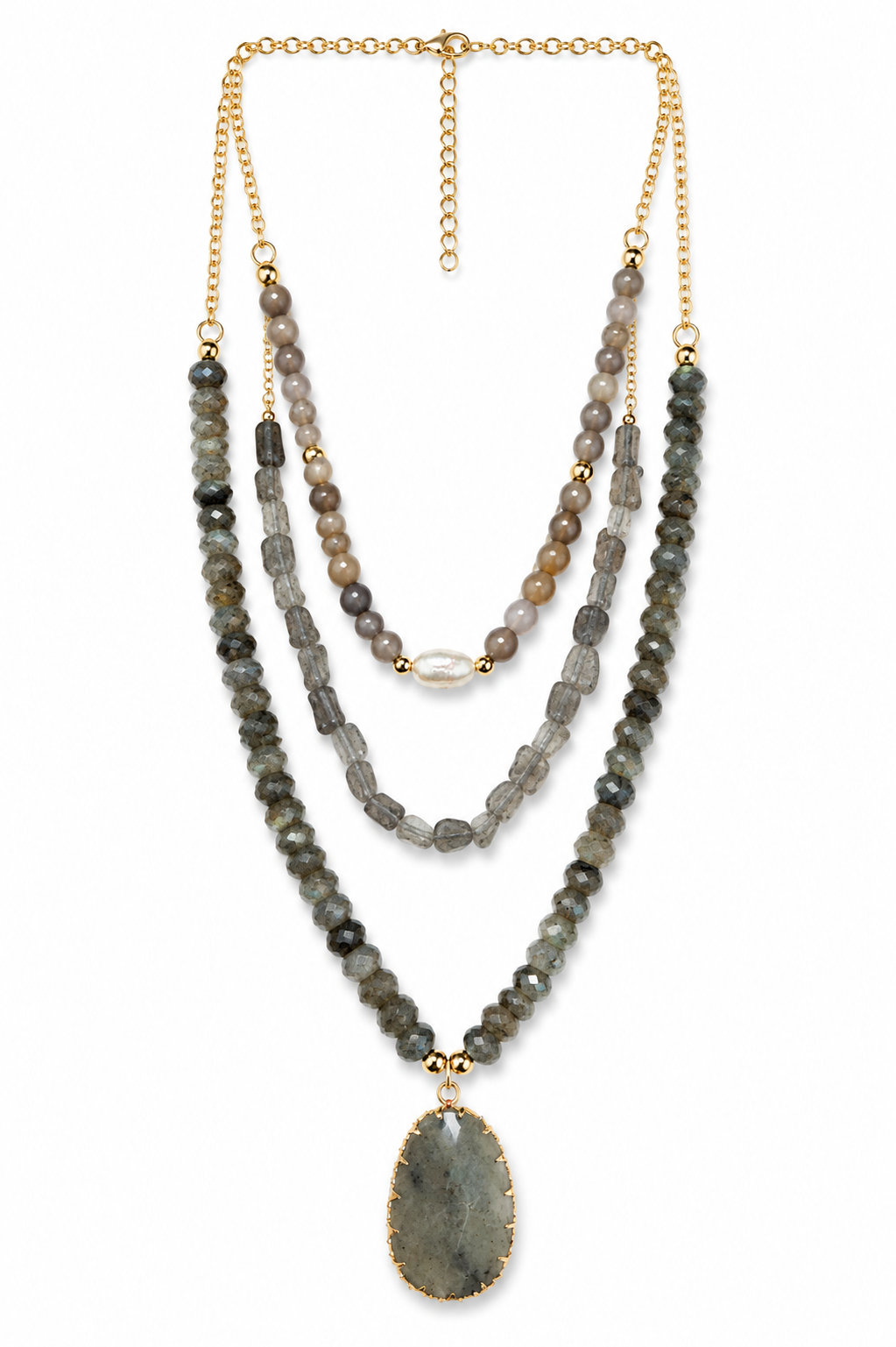 Labradorite Triple Layer Necklace