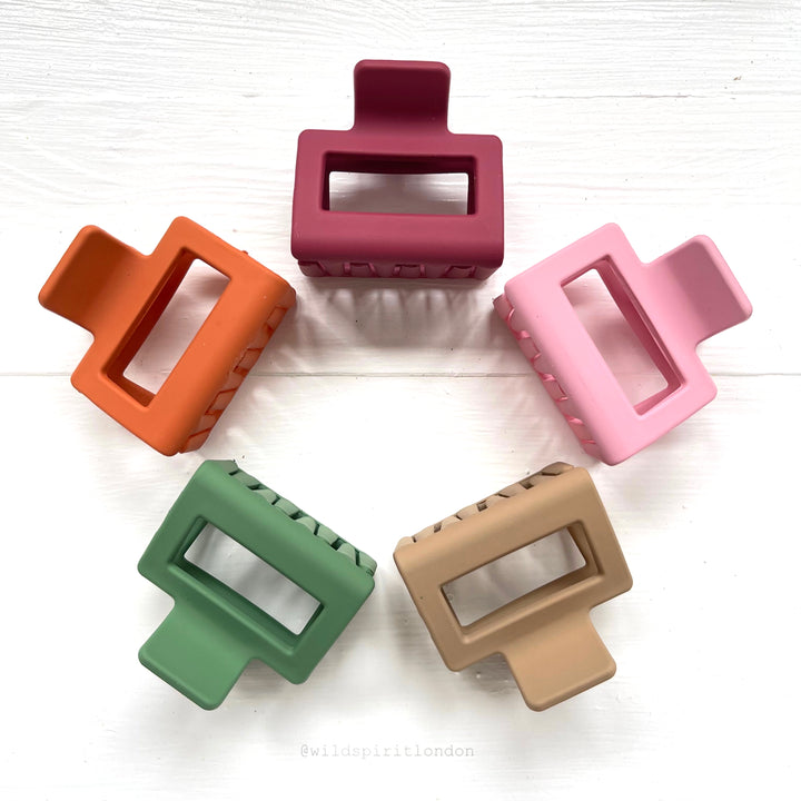 Pack of 5 Small Square Hair Claws - MIX A