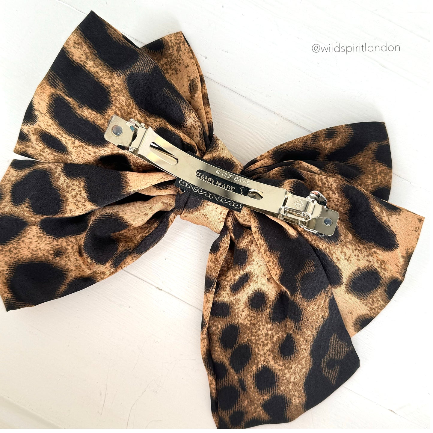 Brown Leopard Hair Bow Slide