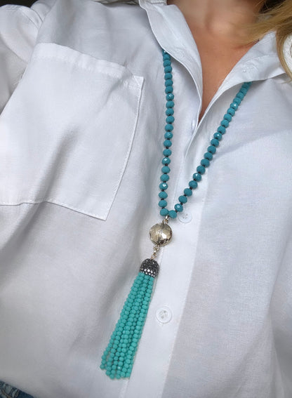 Blue Tassel Necklace