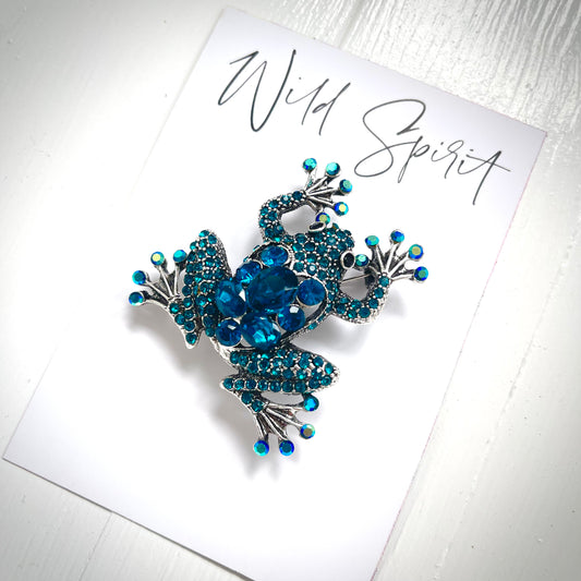 Blue Frog Brooch