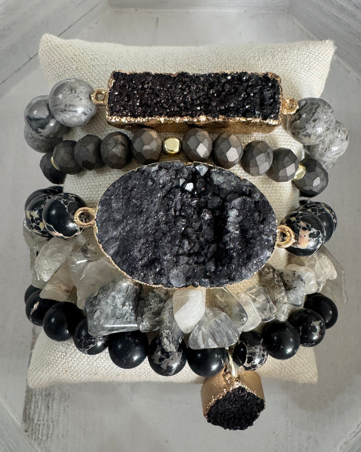 The Black Druzy Bracelet Stack
