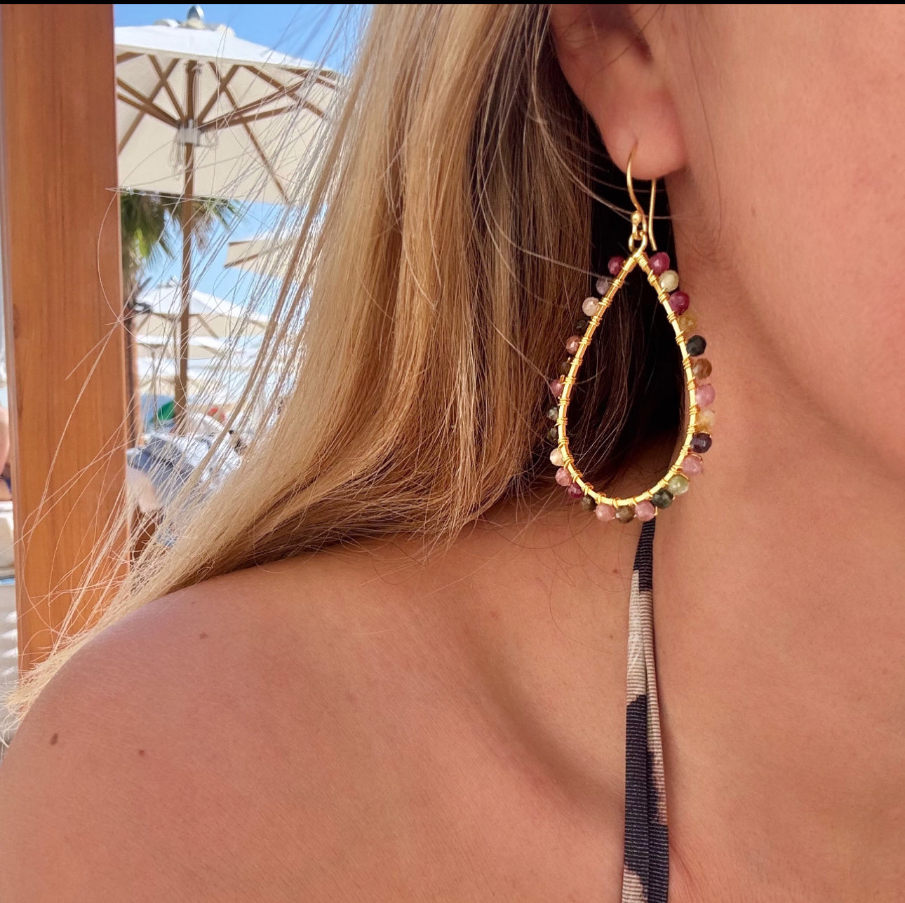 'Boheme' Tourmaline Beaded Boho Earrings