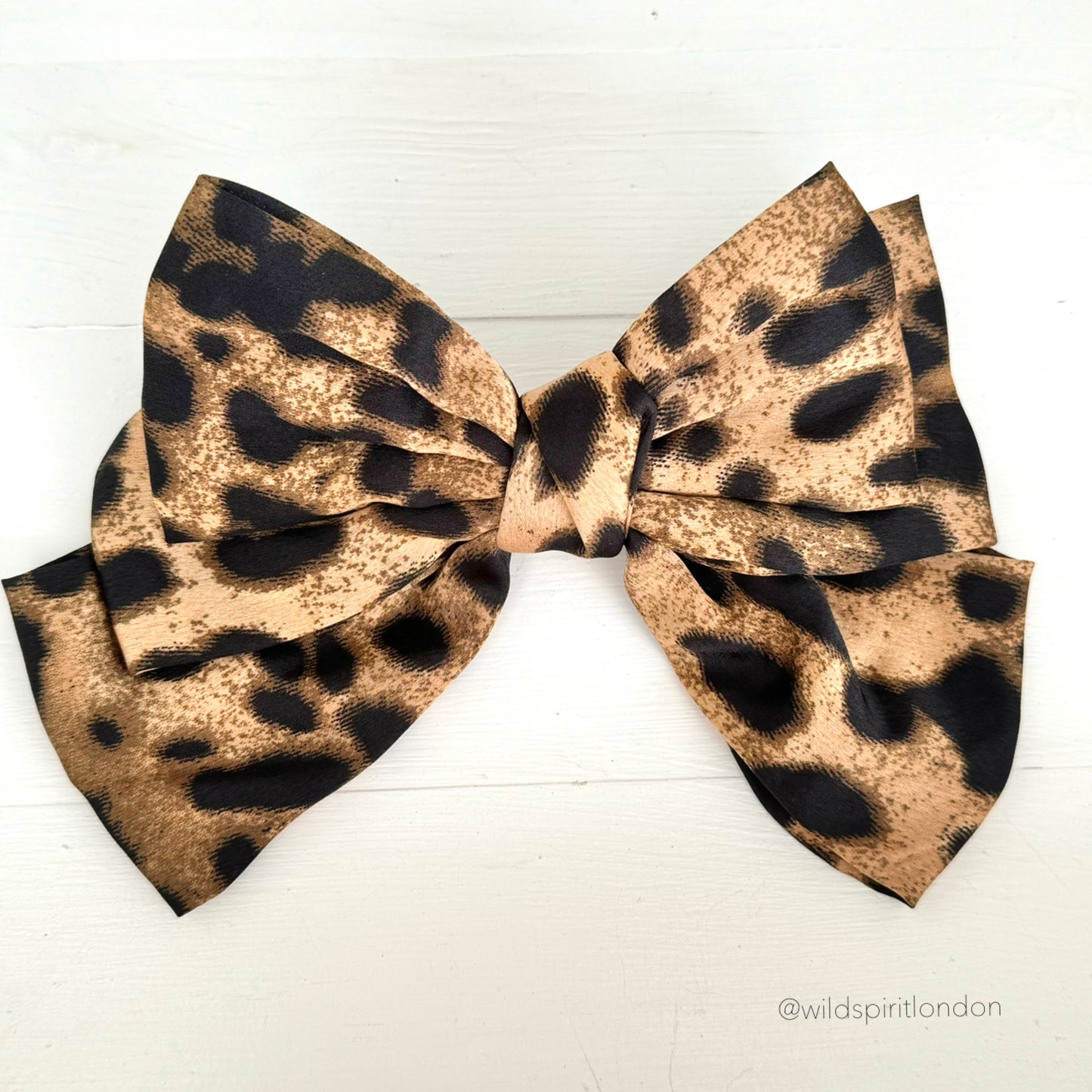 Brown Leopard Hair Bow Slide