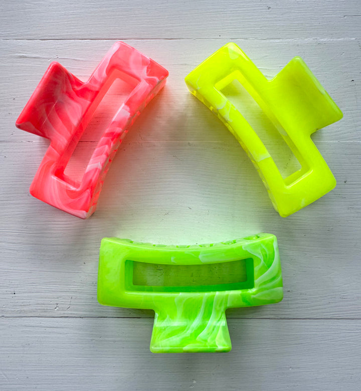 Neon Large Hair Claws (Mix 6 Pack)
