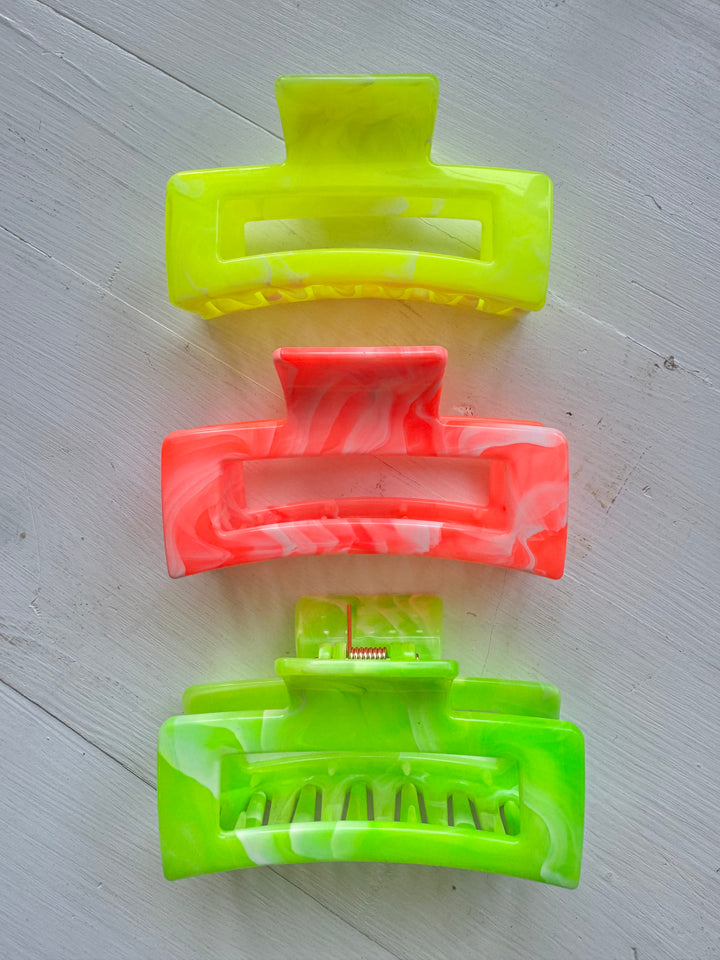 Neon Large Hair Claws (Mix 6 Pack)