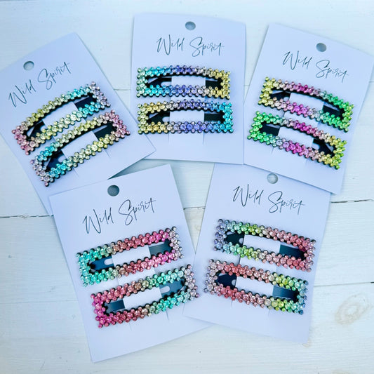 Ombre Set of 2 Hair Slides (Mixed pack of 5) Rectangles