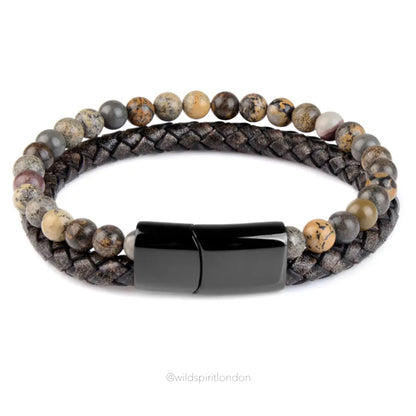 Men’s Bali Leather Stone Mix Bracelet