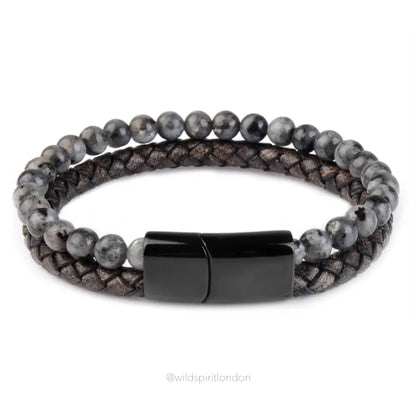 Men’s Bali Leather Stone Mix Bracelet