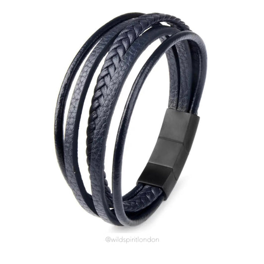 Men’s Blue Hudson Leather Bracelet