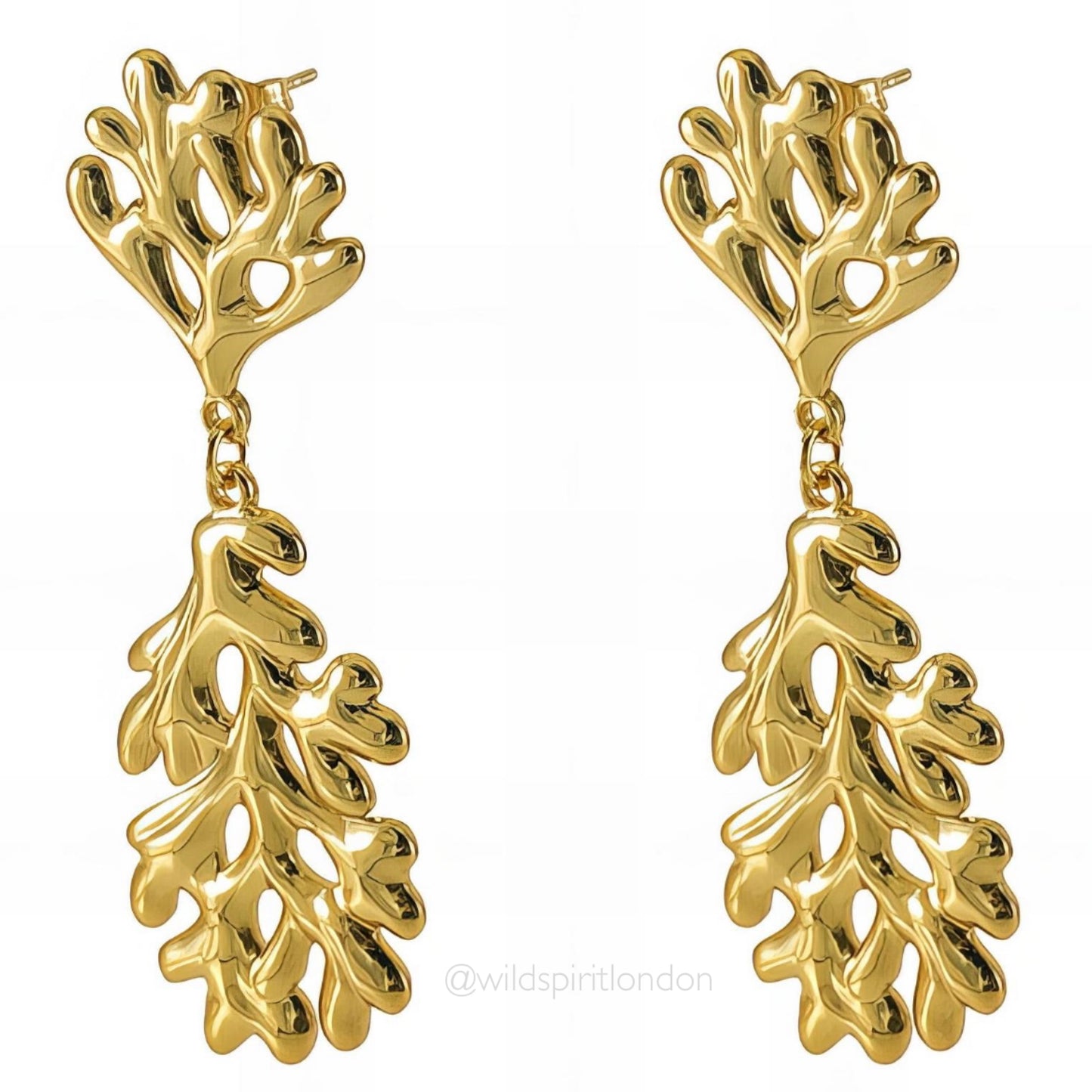 Waterproof 18K Gold Plated Coral Reef Earrings