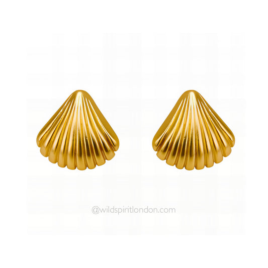 Waterproof 18K Gold Plated Shell Stud Earrings