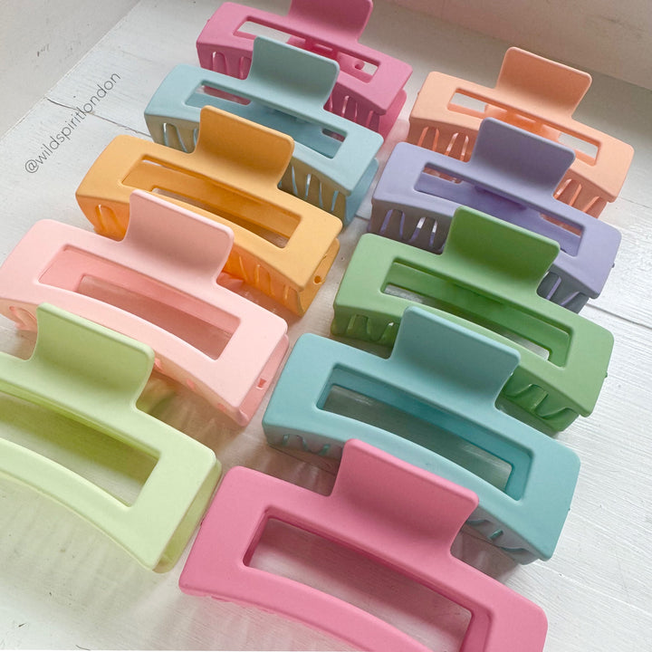 Pastel Set of 10 Large Rectangle Hair Claws