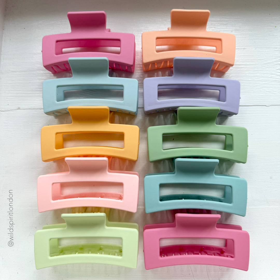 Pastel Set of 10 Large Rectangle Hair Claws