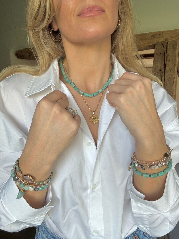 Amazonite Rock Gold Plated Waterproof Necklace