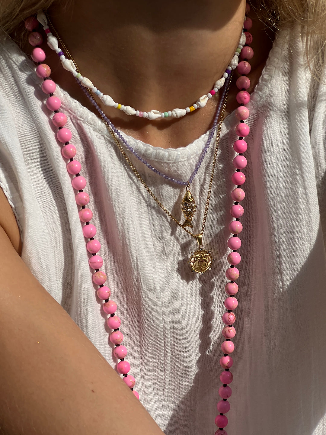 Lilac Shimmerfish Gold Plated Waterproof Necklace