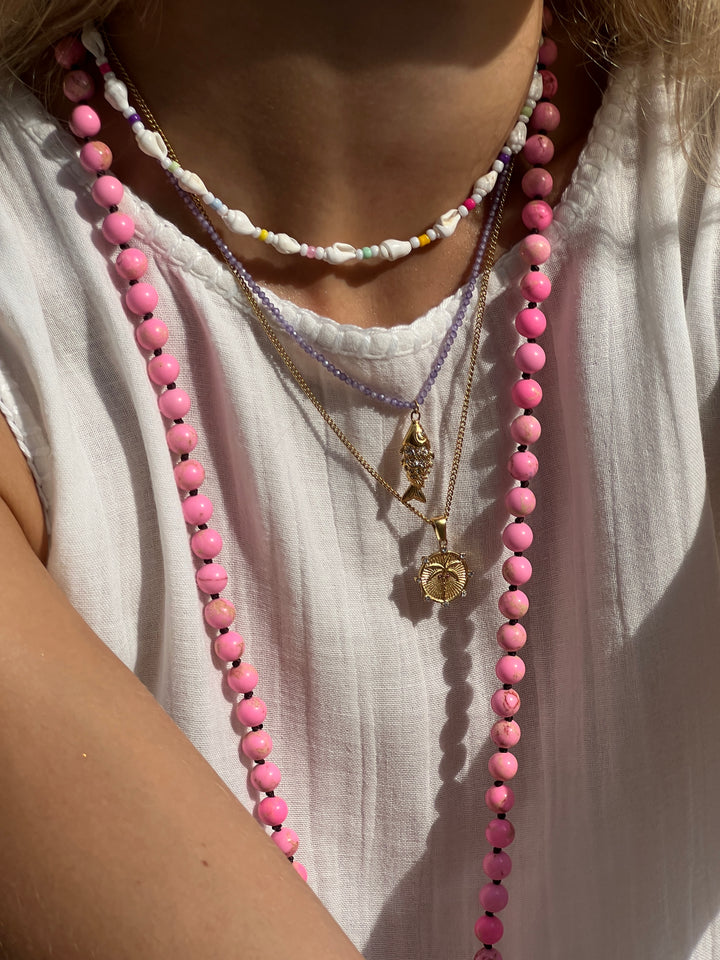 Lilac Shimmerfish Gold Plated Waterproof Necklace