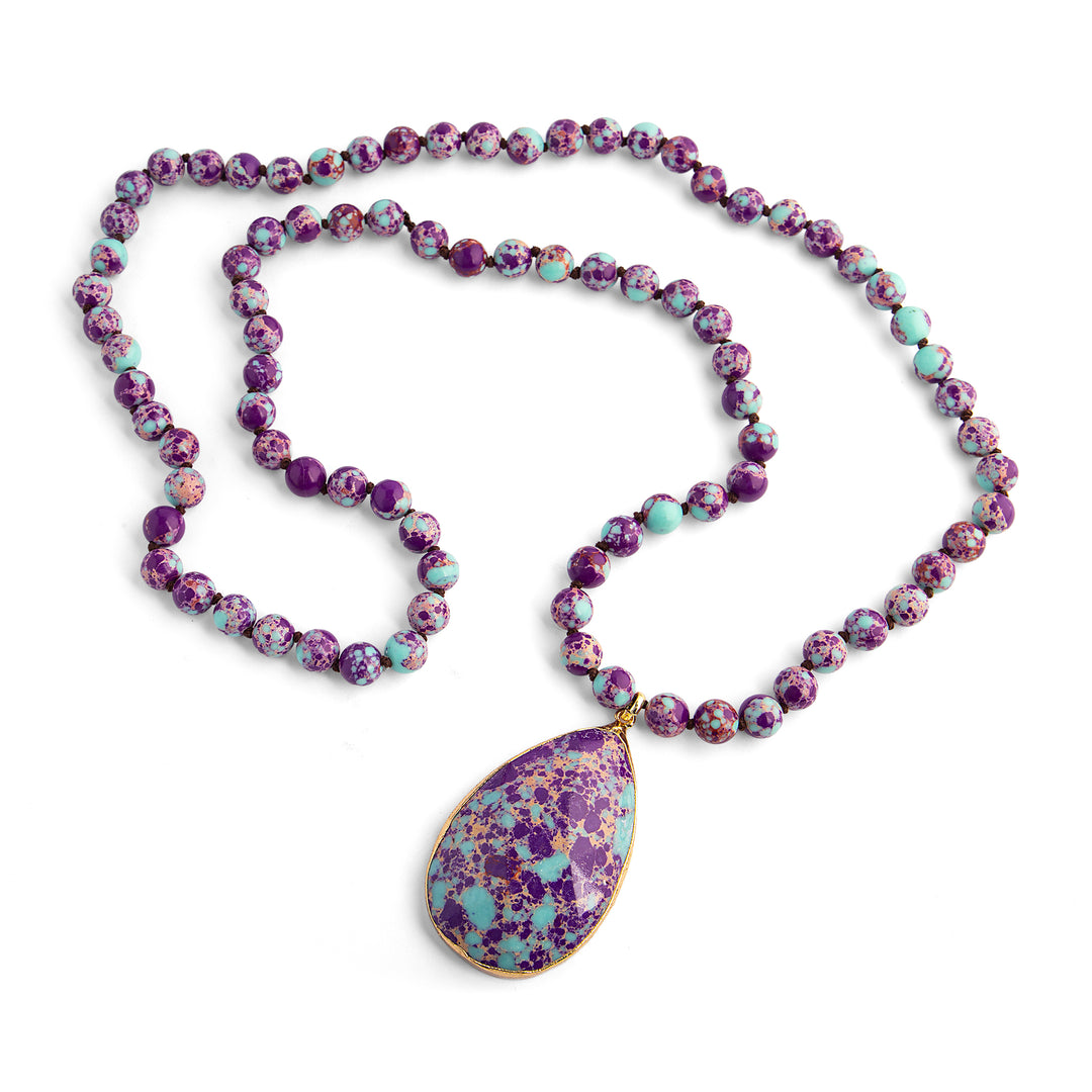Purple & Turquoise Jasper Natural Stone Necklace