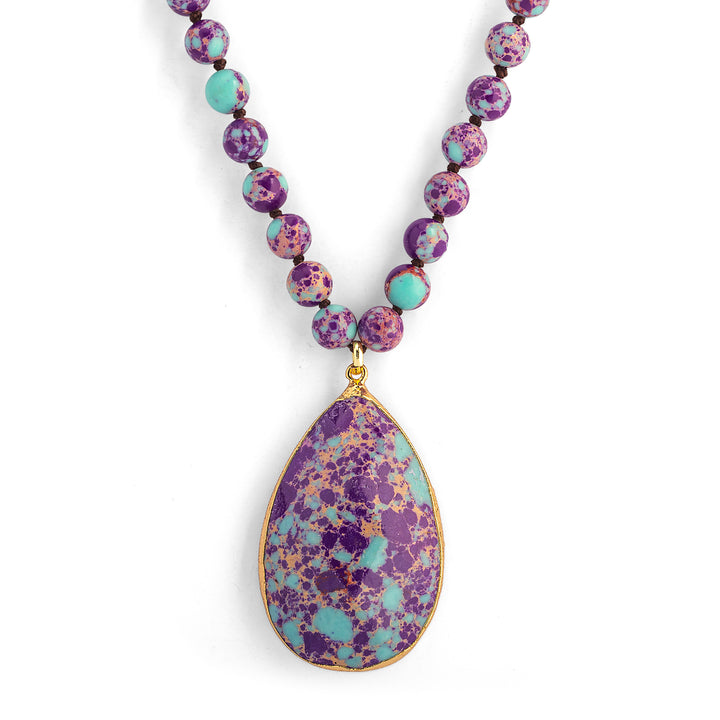 Purple & Turquoise Jasper Natural Stone Necklace