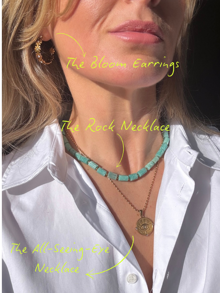 Amazonite Rock Gold Plated Waterproof Necklace