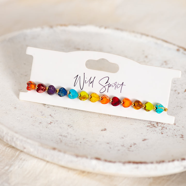The Colourful Jasper Mini Heart Bracelet