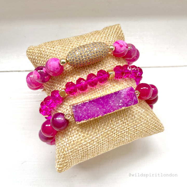 The Fuchsia Druzy Bracelet Stack