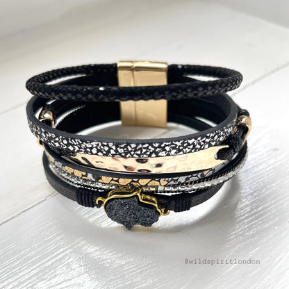 Mellow Boho Cuff Bracelet - Black