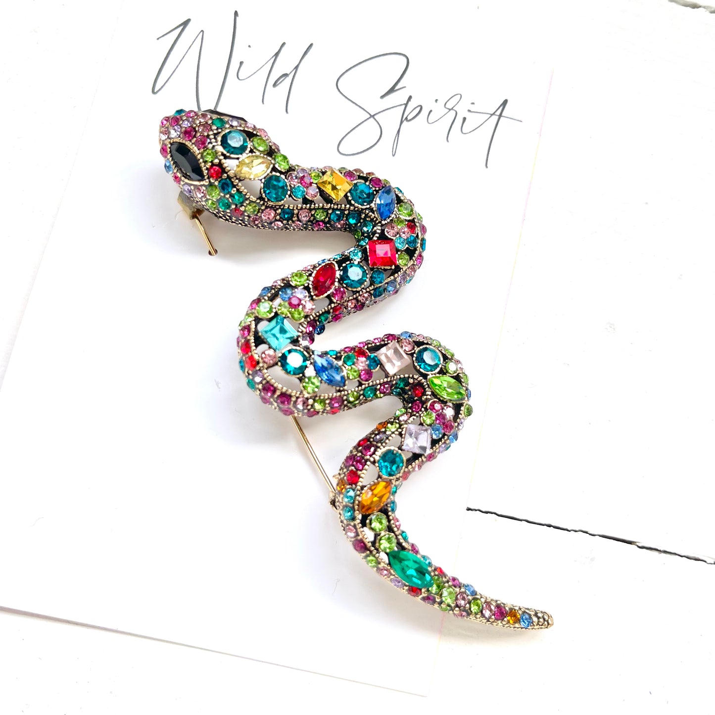 Big Multi Jewel Snake Brooch