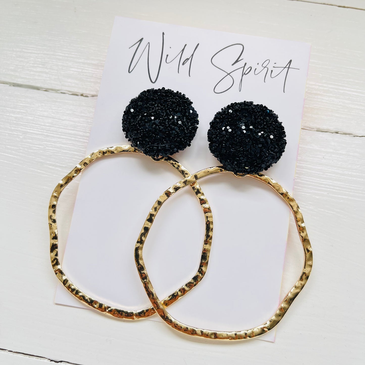 Black Disco Hoop Earrings