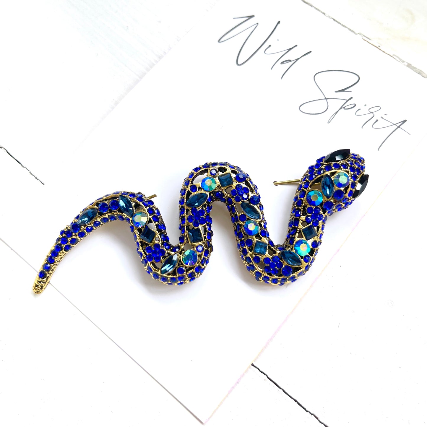 Big Blue Snake Brooch