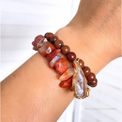 Red Oak Bling Set of 2 Natural Stone Bracelets