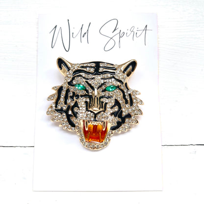 Tiger Head Brooch